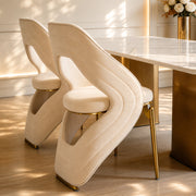 1 PCS Sculptural Curved Back Channel Stitch High End Dining Side Chair